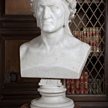 Immanuel August Hermann  Knaur (Lipsia 1811 - 1872) Dante, Busto in marmo, 1859​